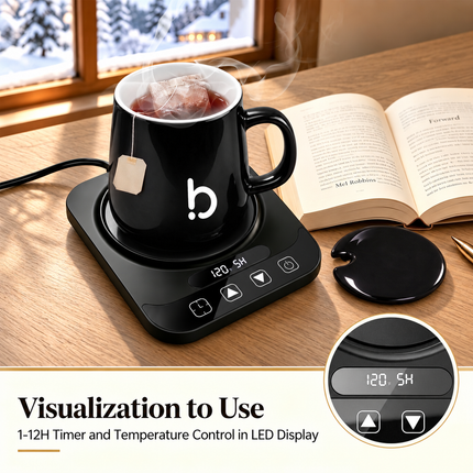Coffee Mug Warmer Set for Desk, Coffee Gifts for Women,White Elephant Gifts
