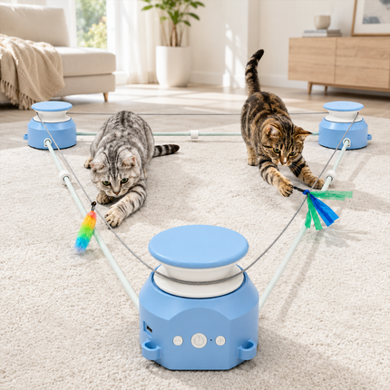 Foolala Interactive Cat Toy for Indoor Cats, Automatic Moving Treadmill with Motion Sensor, Rechargeable Chase and Exercise Toy with 5 Speeds