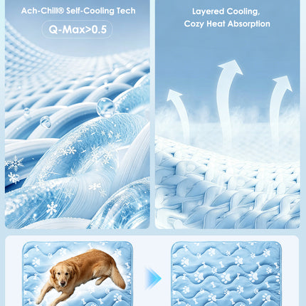 Dog Cooling Mat, 30" x 20" Cooling Mat for Dogs,Color-Changing Arc-Chill Tech (Q-Max>0.5),Machine Washable, Pet Cooling Mat for Small Dogs & Cats, Instant Indoor Outdoor Cooling Pad for Summer