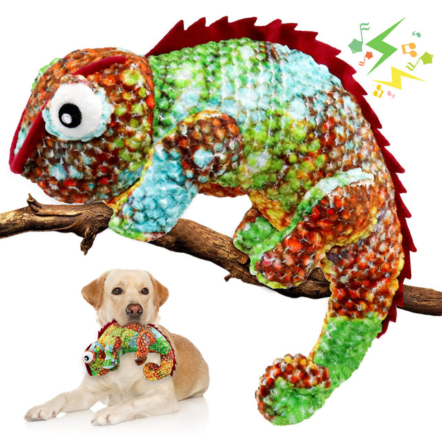 Fuufome Chameleon Squeaky Plush Dog Toy Main Figure 1