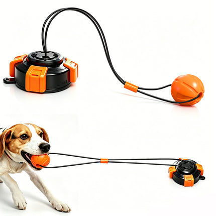 Fuufome Suction Cup Dog Toys for Medium Large Aggressive Chewers | Interactive Tug-of-War Dog Toy with Heavy-Duty Suction Base, Solid Rubber Chew Ball ,Steel Core Anti-Bite Rope
