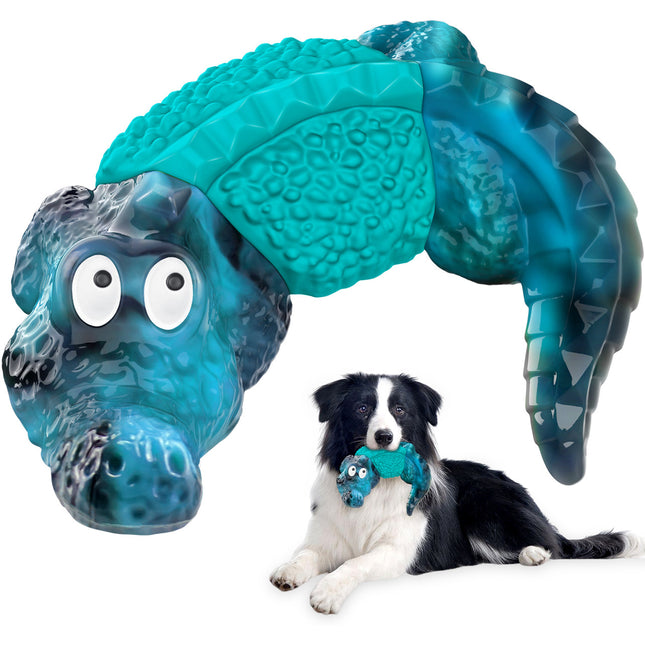 Fuufome 5-Inch Blue Ring Alligator Dog Chew Toy