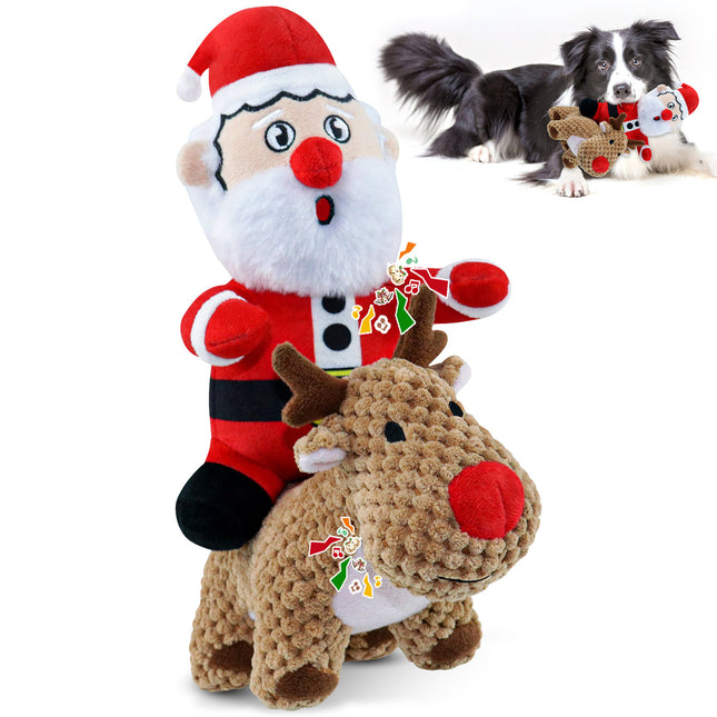 Fuufome Cute Elk Santa Squeak Dog Toy Main Figure 1