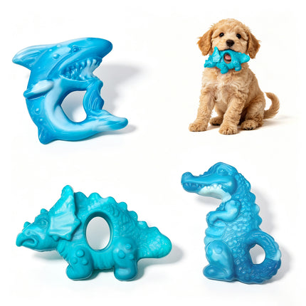 Fuufome Puppy Teething Toys 3-Pack,Soft TPR Chew Toys for Puppies
