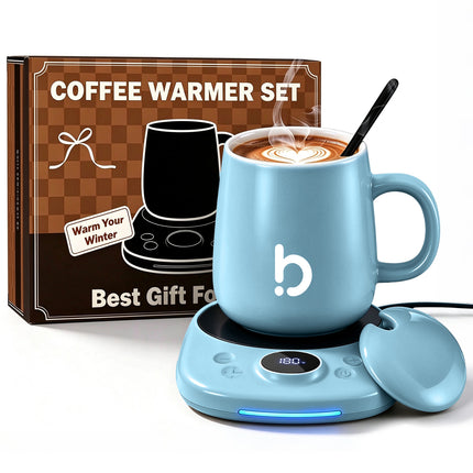 Coffee Mug Warmer Set for Desk, Coffee Gifts for Women, Wedgewood Blue