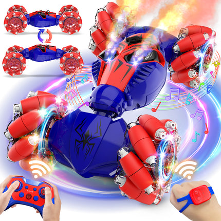 2.4GHz Gesture Control RC Car with Lights & Music Spray, 8WD Drift, 360° Rotation, for Ages 6-15