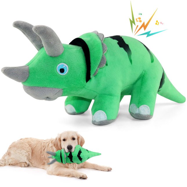 Fuufome Triceratops Squeaky Plush Dog Toy Main Figure 1