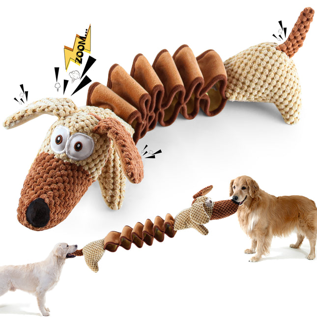 Foolala Stretchable dog Squeak Plush Dog Toy For Aggressive Chewers