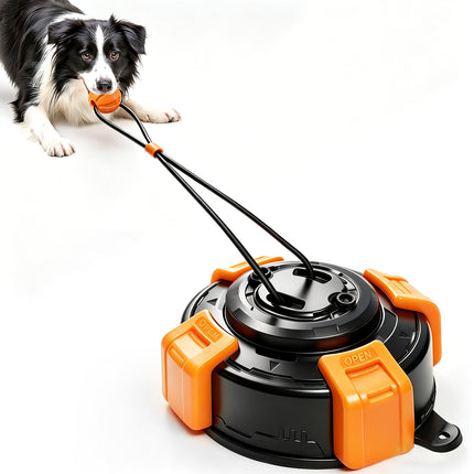 Fuufome Suction Cup Dog Toys for Medium Large Aggressive Chewers | Interactive Tug-of-War Dog Toy with Heavy-Duty Suction Base, Solid Rubber Chew Ball ,Steel Core Anti-Bite Rope