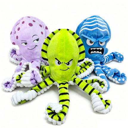 Foolala 3 Pack Tough Plush Dog Toys for Aggressive Chewers, No Stuffing Squeaky & Crinkle Chew Toys for Small Medium Large Dogs