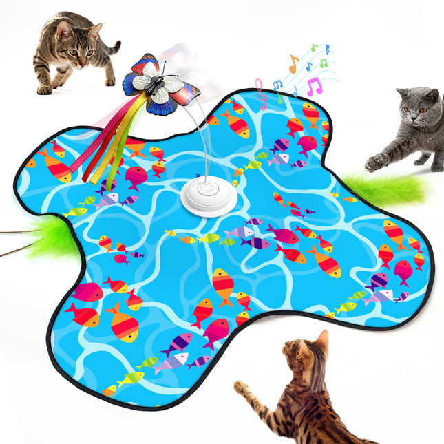 Interactive Cat Toys for Indoor Cats: Fluttering Butterfly, Moving Concealed Feathers, Realistic Animal Sounds