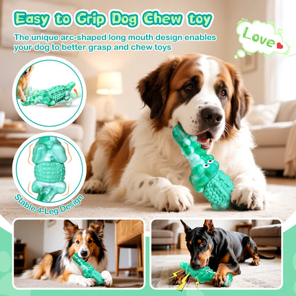 Dog Chew Toys for Aggressive Chewers,Tough Squeaky Alligator Toy for Small, Medium, Large Breed to Keep Them Busy & Clean Teeth and Reduce Boredom or Stress Relief