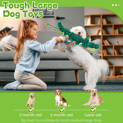 Buy one get one free: Fuufome Cotton Rope Alligator Squeak dog toy for aggressive chewers
