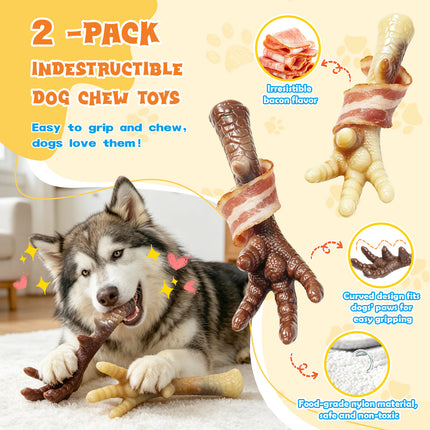 FOOLALA 2-Pack Indestructible Nylon Dog Chew Toys for Aggressive Chewers Medium Large Dogs（副本）