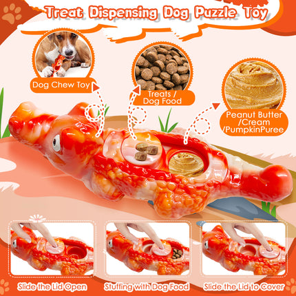 Foolala Dog Toy for Aggressive Chewers:Tough Almost Indestructible Chew Toys for Medium & Large Breeds,Treat Dispensing Dog Puzzle Toy Reduce Pet Anxiety and Boredom to Keep Them Busy,Milk Flavored