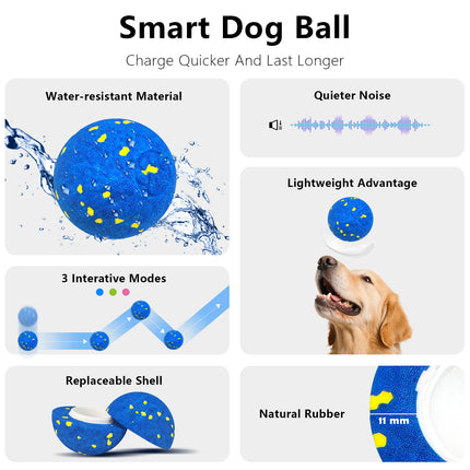 Foolala Interactive Dog Toy Ball - Smart Electric Automatic Bouncing Rolling Vibrating Ball with 3 Modes
