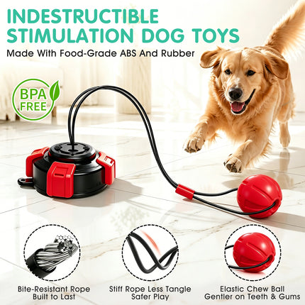 Fuufome Dog Toys for Aggressive Chewers -Suction Cup Dog Tug Toy for Large Medium Dogs,Upgraded Bite-Resistant Rope & Elastic Ball to Keep Them Busy