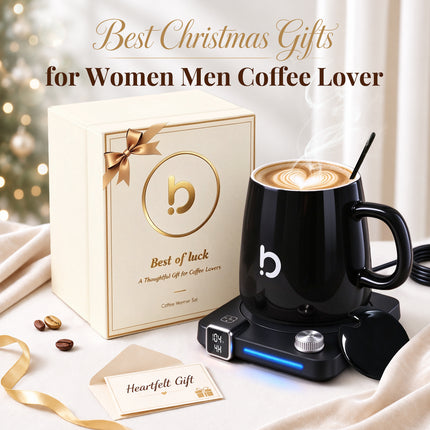 Coffee Cup Warmer with Mug Set for Desk Coffee Gift Set with 15oz Mug Black