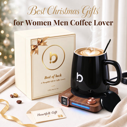 Coffee Warmer with Mug Set for Desk, Coffee Gift Set with 15oz Mug- Brown