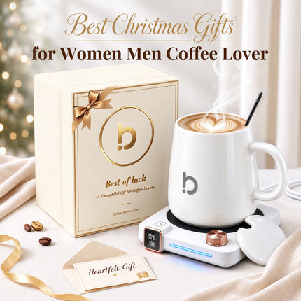 Coffee Warmer with Mug Set for Desk, Coffee Gift Set with 15oz Mug- White