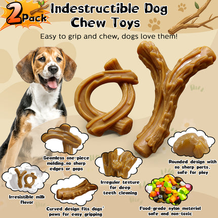 WOWBALA 2-Pack Aggressive Chewer Dog Toys | Indestructible Tough Nylon Toys for Medium Large Dogs