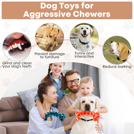 WOWBALA Dog Chew Toys for Aggressive Chewers - 2 Pack Tough Teeth Cleaning Chew Toys to Keep Them Busy for Medium & Large Dogs