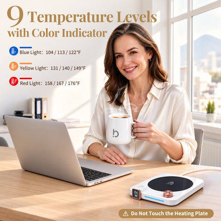 Coffee Warmer with Mug Set for Desk, Coffee Gift Set with 15oz Mug- White