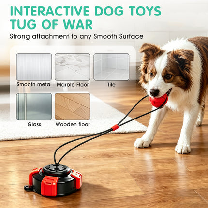 Fuufome Dog Toys for Aggressive Chewers -Suction Cup Dog Tug Toy for Large Medium Dogs,Upgraded Bite-Resistant Rope & Elastic Ball to Keep Them Busy