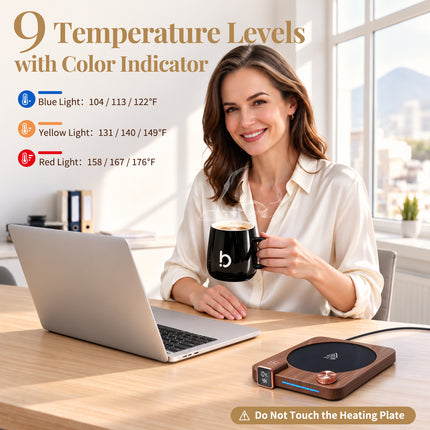Coffee Warmer with Mug Set for Desk, Coffee Gift Set with 15oz Mug- Brown