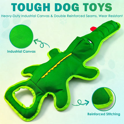Extra-Long 24" Indestructible Dog Toy for Aggressive Chewers – Heavy-Duty Tug Dog Toy with Built-in Squeaker & Treat-Hiding Base, Great for Large Breeds, Dental Health, and Boredom Relief