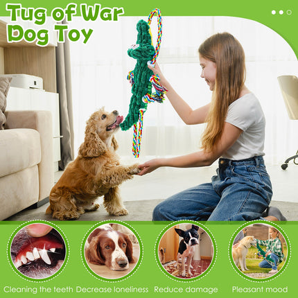 Buy one get one free: Fuufome Cotton Rope Alligator Squeak dog toy for aggressive chewers