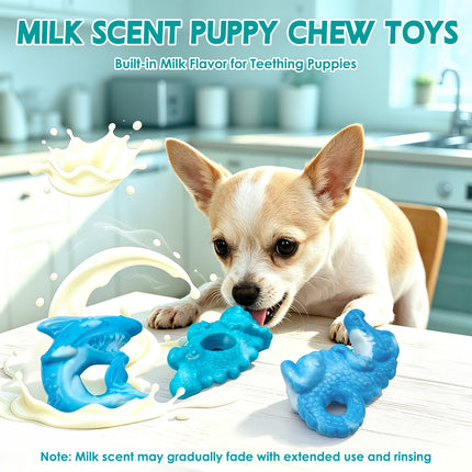 Fuufome Puppy Teething Toys 3-Pack,Soft TPR Chew Toys for Puppies
