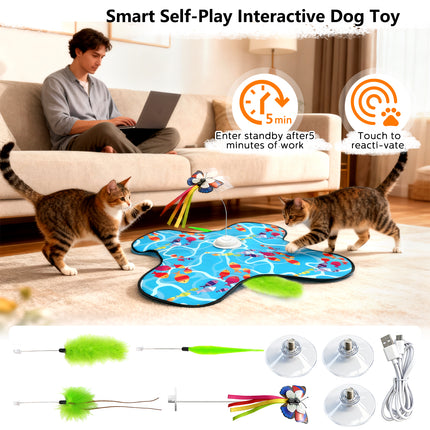 Interactive Cat Toys for Indoor Cats: Fluttering Butterfly, Moving Concealed Feathers, Realistic Animal Sounds
