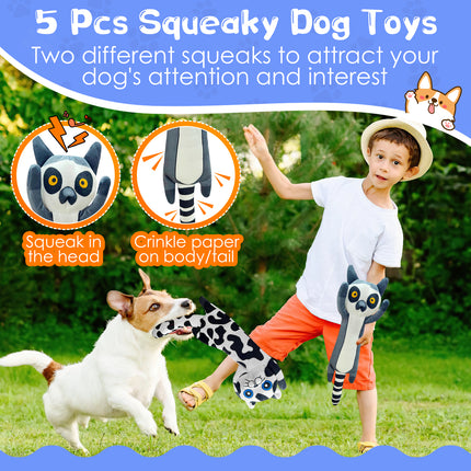 Dog Toys for Aggressive Chewers,5 Pack Plush Crinkle No Stuffing Dogs Chew Toys for Small, Medium, Large and Puppy Teething Chewing to Keep Them Busy