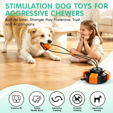 Fuufome Suction Cup Dog Toys for Medium Large Aggressive Chewers | Interactive Tug-of-War Dog Toy with Heavy-Duty Suction Base, Solid Rubber Chew Ball ,Steel Core Anti-Bite Rope