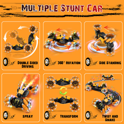 2.4GHz Gesture Control RC Car with Lights & Music Spray, 8WD Drift, 360° Rotation, for Ages 6-15