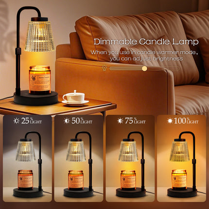 Adjustable Candle Warmer Lamp with Timer: 3 Timing Mode, 35W Safety Anti-Scalding, 4 Level Dimming Guard The Romantic Night - Wax Warmer for Scented Wax for Home Decor Gifts (Black)