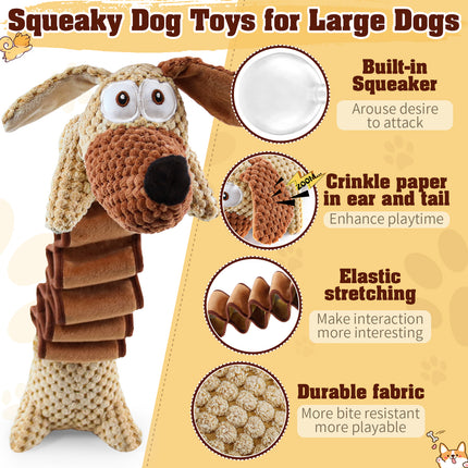 Foolala Stretchable dog Squeak Plush Dog Toy For Aggressive Chewers