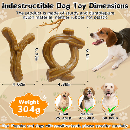 WOWBALA 2 Pack Dog Chew Toys for Aggressive Chewers,Indestructible Dog Toy for Medium Large Dogs, Chew Toys to Keep Dogs Busy,Super Chewer with Tough Nylon, Reduce Boredom & Anxiety