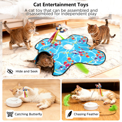 Interactive Cat Toys for Indoor Cats: Fluttering Butterfly, Moving Concealed Feathers, Realistic Animal Sounds