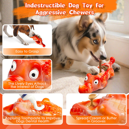 Foolala Dog Toy for Aggressive Chewers:Tough Almost Indestructible Chew Toys for Medium & Large Breeds,Treat Dispensing Dog Puzzle Toy Reduce Pet Anxiety and Boredom to Keep Them Busy,Milk Flavored