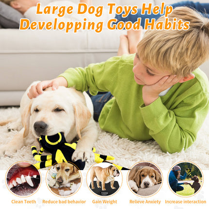 Fuufome Yellow Spider Squeak Plush Dog Toy Main Figure 4