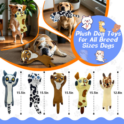 Dog Toys for Aggressive Chewers,5 Pack Plush Crinkle No Stuffing Dogs Chew Toys for Small, Medium, Large and Puppy Teething Chewing to Keep Them Busy