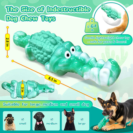 Dog Chew Toys for Aggressive Chewers,Tough Squeaky Alligator Toy for Small, Medium, Large Breed to Keep Them Busy & Clean Teeth and Reduce Boredom or Stress Relief