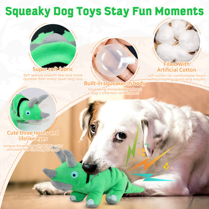 Fuufome Triceratops Squeaky Plush Dog Toy Main Figure 4