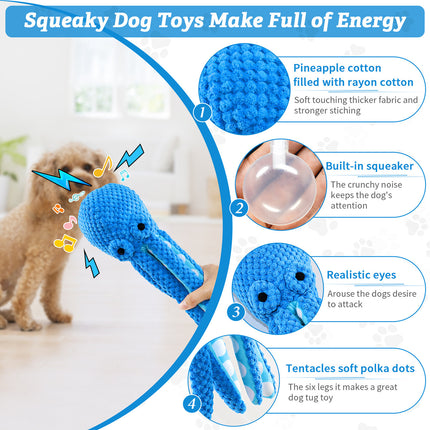 Octopus squeaky stuffed dog toy