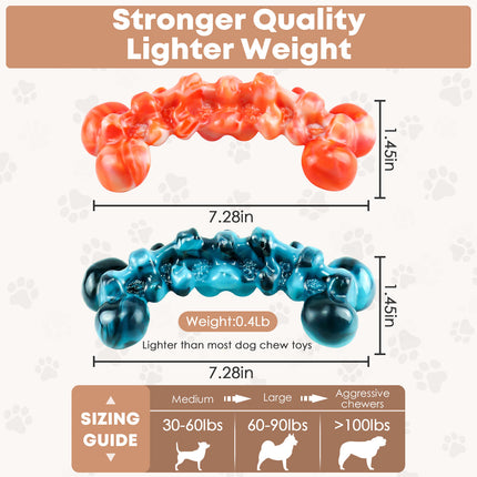 WOWBALA Dog Chew Toys for Aggressive Chewers - 2 Pack Tough Teeth Cleaning Chew Toys to Keep Them Busy for Medium & Large Dogs
