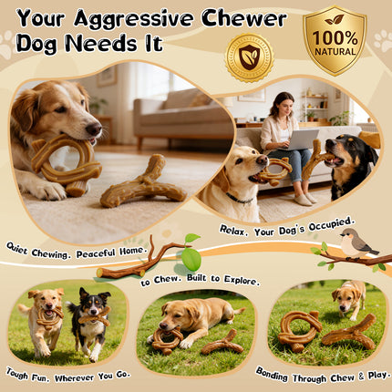 WOWBALA 2 Pack Dog Chew Toys for Aggressive Chewers,Indestructible Dog Toy for Medium Large Dogs, Chew Toys to Keep Dogs Busy,Super Chewer with Tough Nylon, Reduce Boredom & Anxiety