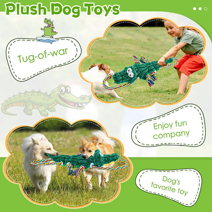 Buy one get one free: Fuufome Cotton Rope Alligator Squeak dog toy for aggressive chewers