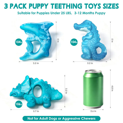 Fuufome Puppy Teething Toys 3-Pack,Soft TPR Chew Toys for Puppies